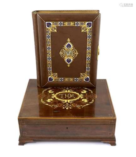 An ornate Victorian boxed presentation photograph album, cas...