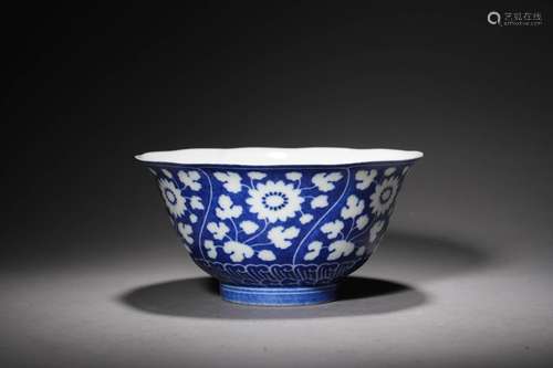 A QING YONGZHENG PERIOD BLUE AND WHITE BOWL