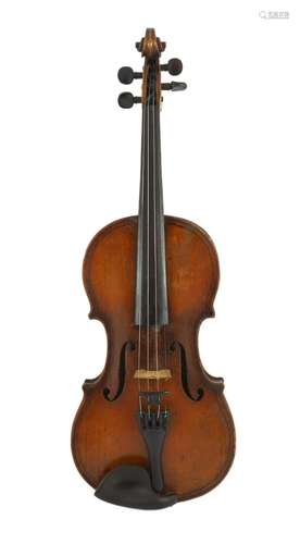 An 18th century violin, labelled ‘New Back by James Carroll,...