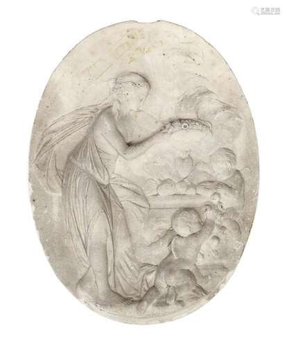 An 18th century French carved white marble relief plaque, 43...