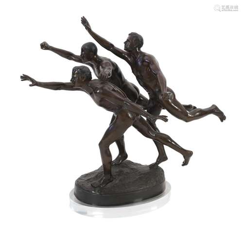 After Alfred Boucher (French, 1850-1934). A large bronze gro...