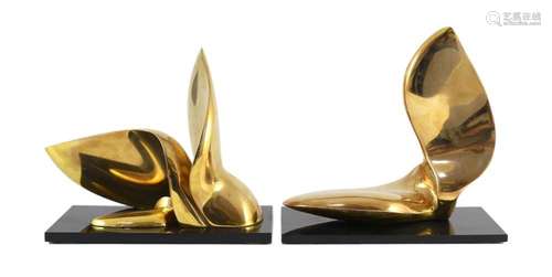 Jack Zajac (American, b.1929). A pair of bronze abstract scu...