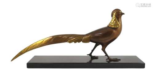 Lorino. An Art Deco bronze model of a golden pheasant, 77cm ...