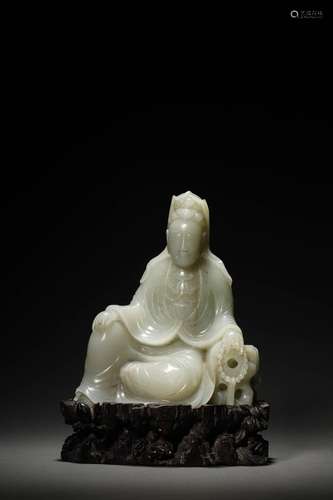 A QING WHITE JADE GUANYIN