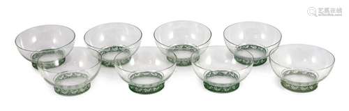 A set of eight R. Lalique Dampierre pattern bowls, model no....