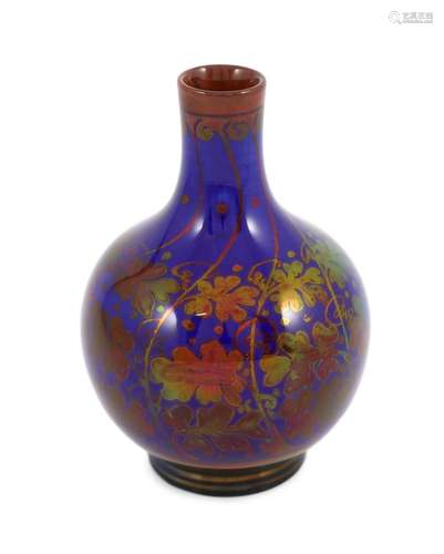 A Pilkingtons Royal Lancastrian copper lustre bottle vase, b...