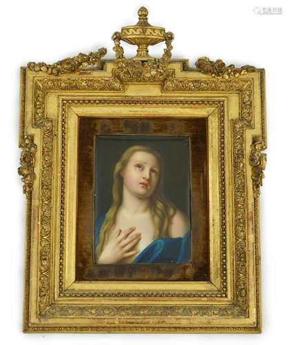 A KPM Berlin porcelain plaque of the Penitent Magdalene, aft...