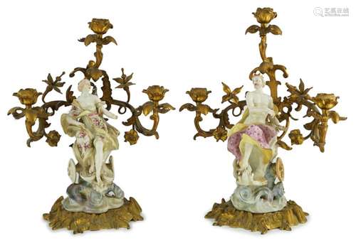 A pair of large Derby porcelain and ormolu mounted ‘Juno and...