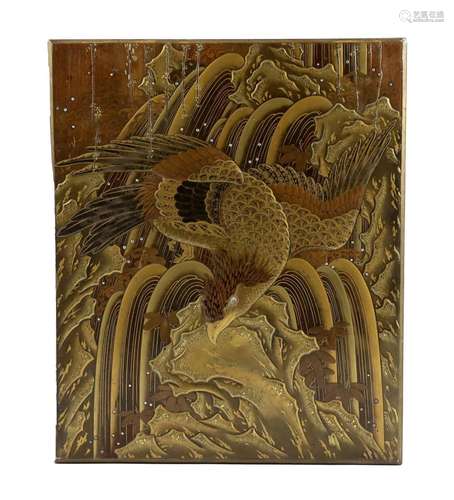 A Japanese lacquer ‘eagle and waterfall’ casket, Meiji perio...