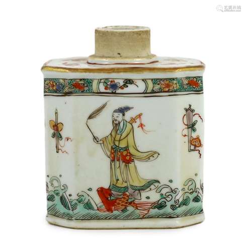 A Chinese famille verte tea caddy, Kangxi period