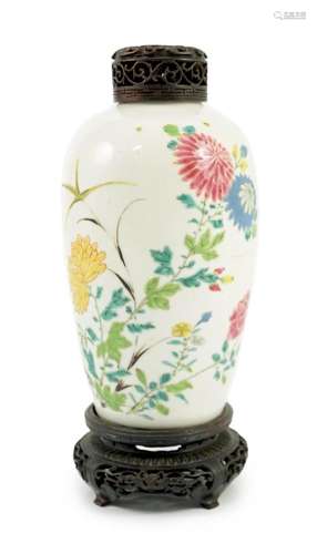 A Chinese famille rose ovoid vase, Yongzheng period