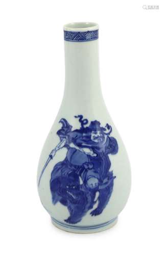 A Chinese blue and white ‘Zhong Kui’ inscribed bottle vase, ...