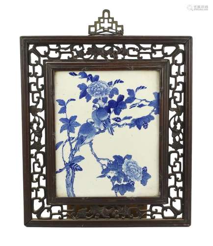 A Chinese blue and white wall plaque, late 19th century