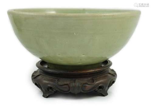 A Chinese Ming Longquan celadon bowl, 15th century, glaze sc...