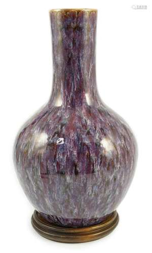 A large Chinese flambé-glazed bottle vase, tianqiuping, 18th...