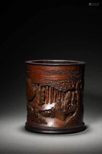 A QING CARVED BAMBOO BRUSH POT