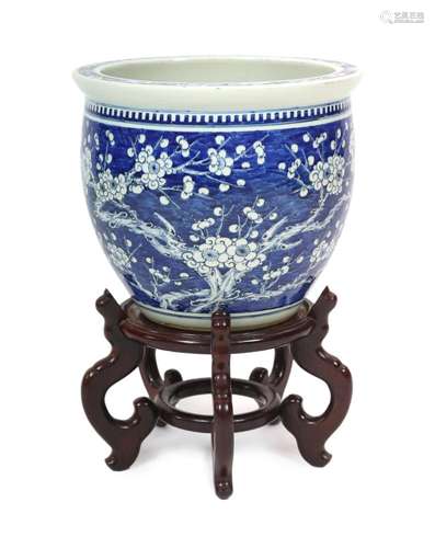 A Chinese blue and white ‘plum blossom’ jardiniere, 19th cen...