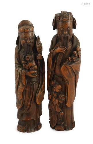 Two Chinese bamboo figures of Shou and Fu, 18th/19th century...