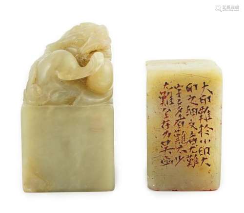 Two Chinese soapstone seals