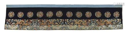 A Chinese embroidered silk 'dragon' table frontal, 1...