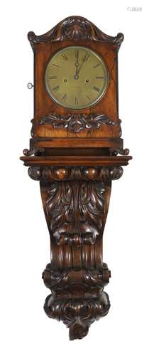 An unusual William IV rosewood wall clock, 39cm high, 22cm d...