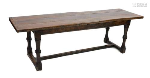 A Charles I oak refectory table, c.1630, 253 x 77cm, height ...