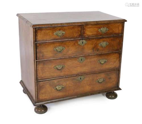 A William and Mary walnut chest of drawers, c.1690, width 94...