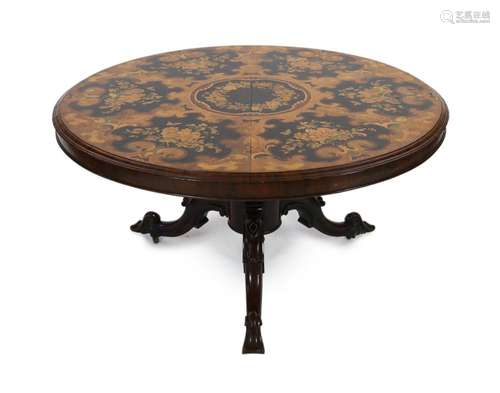 A Victorian and later marquetry inlaid walnut and rosewood b...