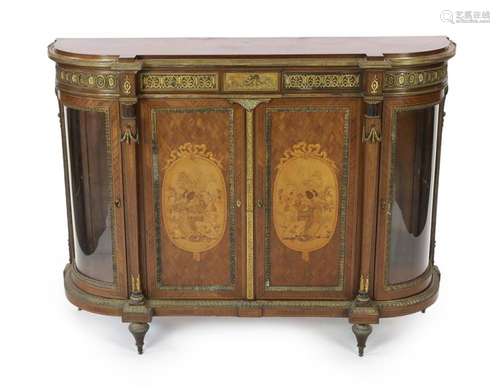 A late 19th century French Louis XVI style inlaid mahogany a...