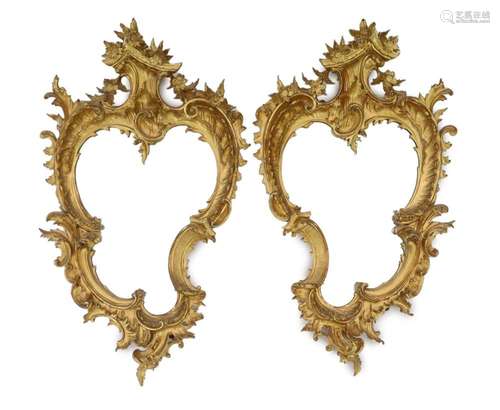 A pair of 19th century carved giltwood wall mirrors in the R...