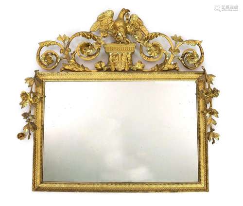 A 19th century carved giltwood wall mirror, width 126cm, hei...