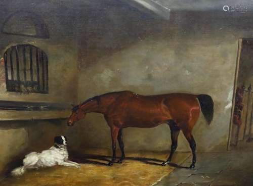 Circle of John Ferneley Snr (1762–1860), A bay horse and a d...