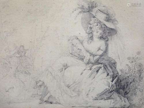 Alexandre Moitte (French, 1750-1828), A lady seated in parkl...