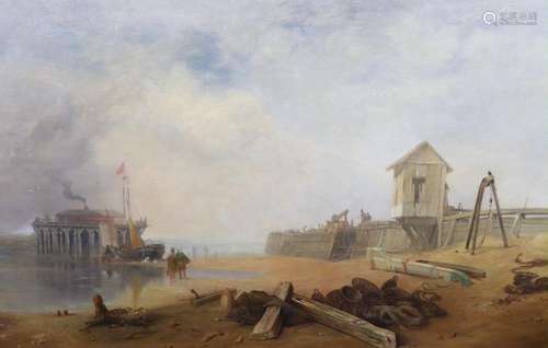 James Baker Pyne (British, 1800-1870), Beach scene with fish...