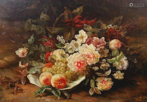 André Benoît Perrachon (French, 1828-1908), Still life of fl...