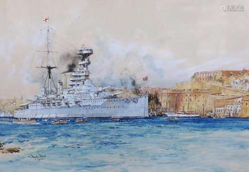 Charles Dixon, R.I. (English, 1872-1934), HMS Elizabeth in V...