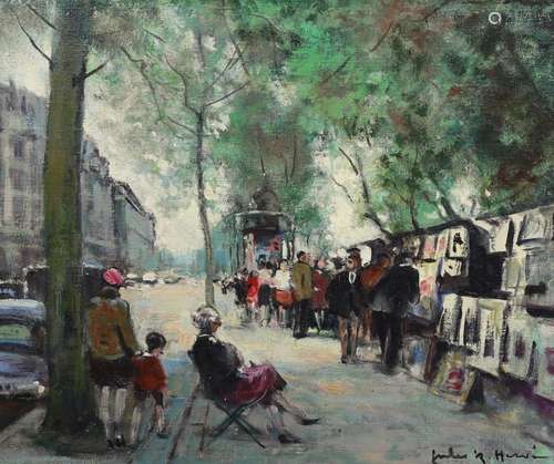 Jules René Hervé (French, 1887-1981), French street scene wi...