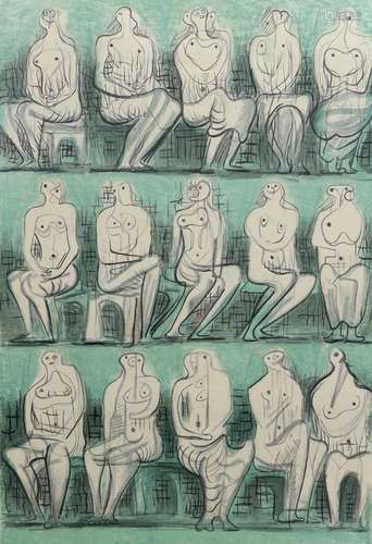 Henry Moore O.M., C.H. (English, 1898-1986), Seated figures,...