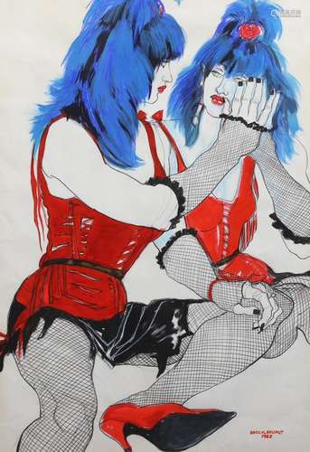 Jo Brocklehurst (British, 1935-2006), 'Punk girl in red ...