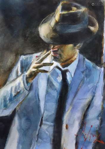 Fabian Perez (Argentinian, b.1967), 'Marcus with hat and...