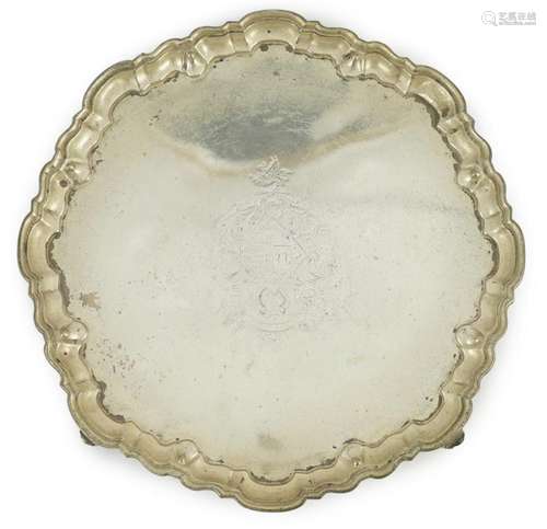 A George II silver salver, maker's mark RP