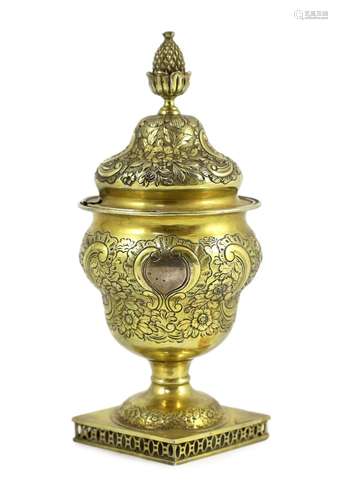 A George III silver gilt pedestal sugar vase and cover, by W...