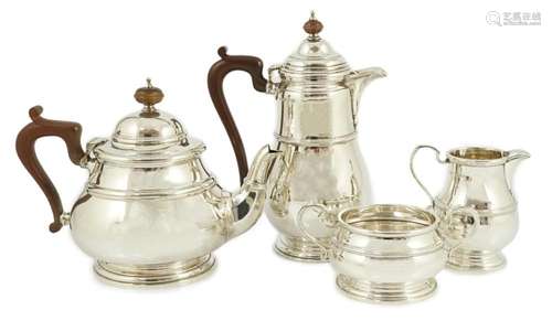 A 1930's four piece silver tea set, by F.C. Richards