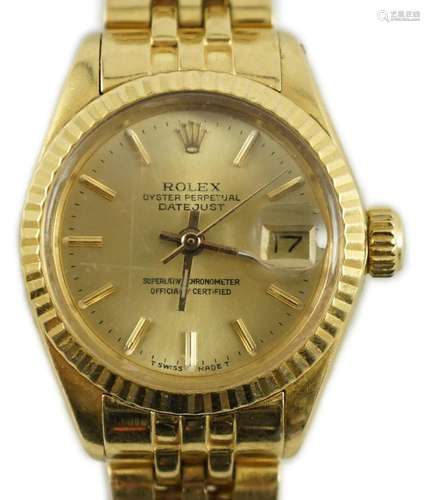 A lady's early 1980's 18ct gold Rolex Oyster Perpetu...