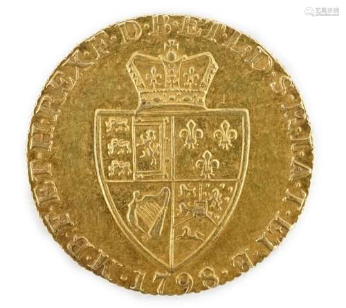 A George III gold spade guinea 1798, GVF/NEF