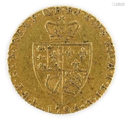 A George III gold spade guinea, 1794, VF