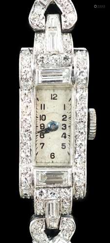 A lady's 1930's/1940's platinum, baguette and ro...