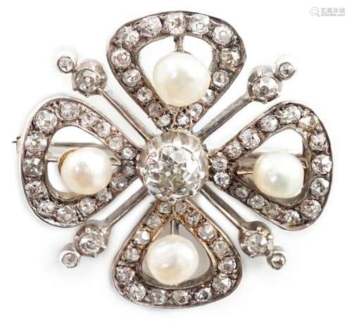 An Edwardian gold and platinum, diamond and four stone butto...