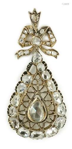 An early 19th century gold and rose cut diamond cluster set ...