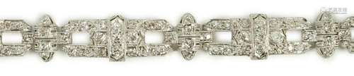 An Art Deco style pierced platinum and diamond cluster set b...